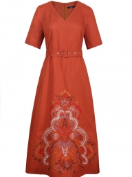 Obleka z vezenino bronze